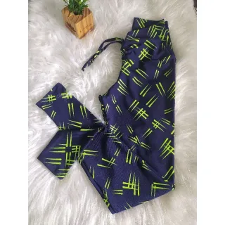Legging Fitness Corda P e M - Calça Legging - Preto verde neon