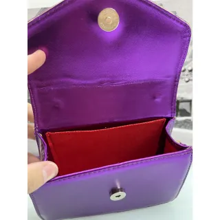 Bolsa de festa holográfica com brilho, couro metalizado e alças ajustáveis - Roxo