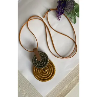 Mandala Dupla Maxi Colar Colorido Artesanal de Corda Náutica - 48. Azul Noite/Chevron