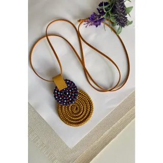 Mandala Dupla Maxi Colar Colorido Artesanal de Corda Náutica - 48. Azul Noite/Chevron