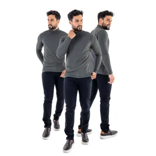Calça Slim Masculina em Sarja com Elastano Lycra - CINZA CLARA