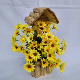 Cachepô Casinha Madeira Café Rústico 29x12cm - Promoção - Único