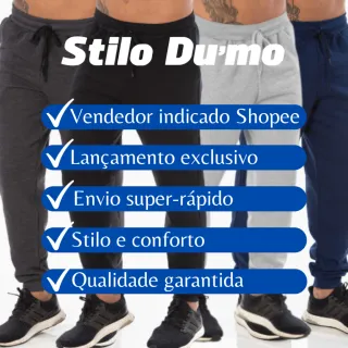 Estilo Jogger Masculina: Kit com 2 Calças de Moletom Peluciado - P - 36/38