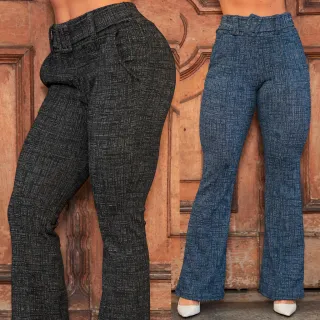 Calça Elegante Flare com Cinto Bailarina