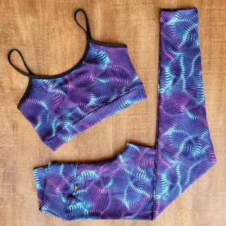 Top Fitness e Calça Legging Conjunto Academia Feminino - Preto