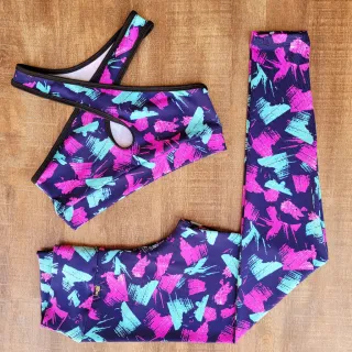 Conjunto Fitness Feminino Calça e Top para Academia - Estampa 04