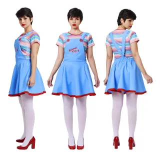Fantasia Adulto Chucky Brinquedo Assassino Halloween - Azul