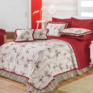 Kit Queen Beatriz Cobre Leito Casal 3 Peças 150 Fios - Único