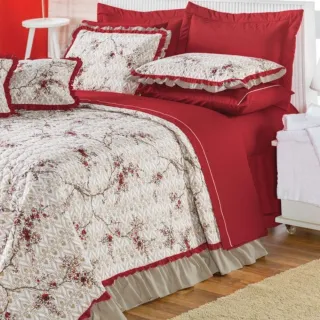 Kit Queen Beatriz Cobre Leito Casal 3 Peças 150 Fios - Único