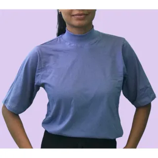 100% Algodão Tshirt Feminina Gola Alta Básica - Branco