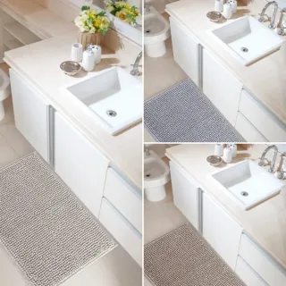 Tapete Antiderrapante Bolinha Micropop - 38X58, 50x70, 50x100 - Rozac - Bege