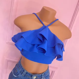 Detalhes nas costas, cropped maravilhoso com alça babado 024 - Magenta