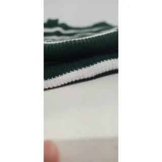 Listras Tendência Saia Midi Tricot Inverno Fenda - PRETA COM LISTRAS CARAMELO