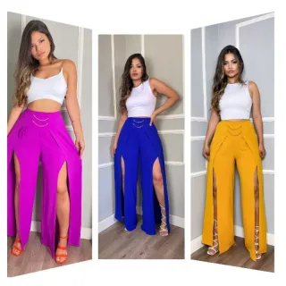 Luxo Pantalona Feminina - Corrente, Raryel - Azul Royal