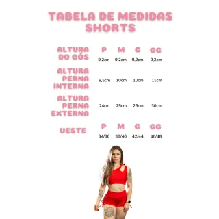 Shorts Feminino Vermelho Suplex Plus Size Cintura Alta Ajuste Lateral - G1