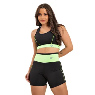 Conjunto ciclista feminino fitness (short e top) para academia - Verde