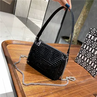 Pequena bolsa de ombro com diamantes incrustados - Nova e elegante - aleatório