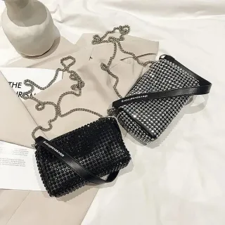 Pequena bolsa de ombro com diamantes incrustados - Nova e elegante - aleatório