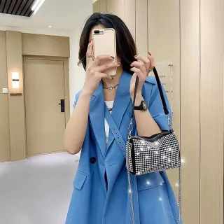 Pequena bolsa de ombro com diamantes incrustados - Nova e elegante - aleatório