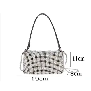 Pequena bolsa de ombro com diamantes incrustados - Nova e elegante - aleatório