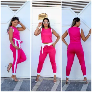Blusa e calça feminina canelada conjunto - Roxo