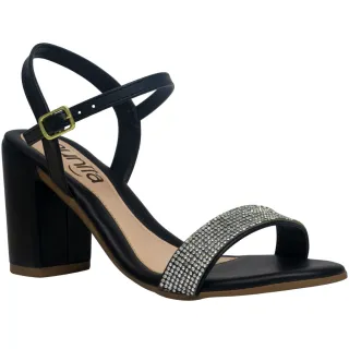 Tendência Moda: Sandália Confortável Salto Bloco Feminina com Strass - Marca Munita