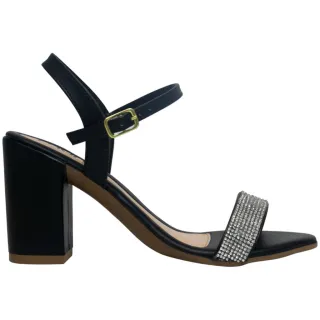 Tendência Moda: Sandália Confortável Salto Bloco Feminina com Strass - Marca Munita - Nude