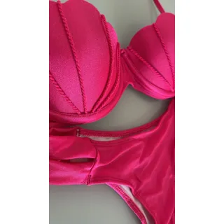 Modelo sereia biquini concha, duas tiras - Terracota