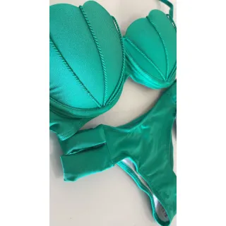 Modelo sereia biquini concha, duas tiras - Terracota