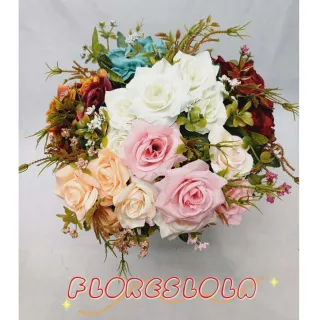 Decoração com Buquê de Rosa Artificial - Casamento, Festas e Casa - Azul