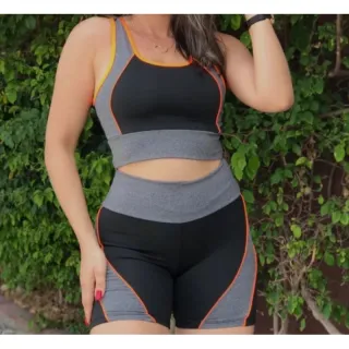 Top e Bermuda Fitness para Academia - Sortidas Cores - Amarelo