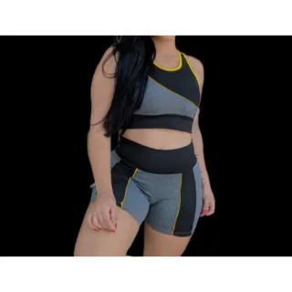 Top e Bermuda Fitness para Academia - Sortidas Cores - Amarelo