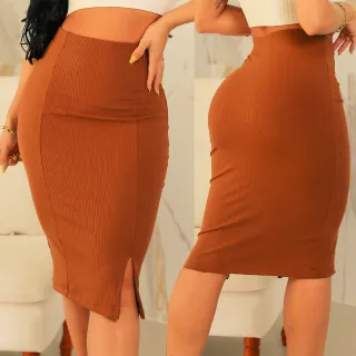 Saias Femininas Social Lápis com Fenda Lateral - Kit 2 Peças - Preto/Azul