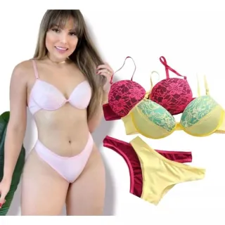 Promoção kit com 10 Conjuntos Lingerie Calcinha + sutiã - G, GG