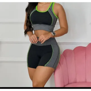 Top e Bermuda Fitness para Academia - Sortidas Cores - Amarelo