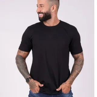 Camiseta Lisa Premium Algodão Masculina - Cores: Preta, Branca, Cinza, Azul Marinho - Cinza