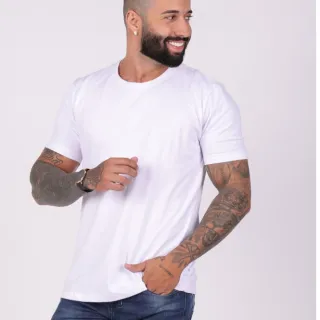 Camiseta Lisa Premium Algodão Masculina - Cores: Preta, Branca, Cinza, Azul Marinho - Cinza