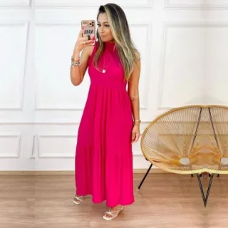 Elegante Vestido Cavado Casual Midi 442 - Rosa