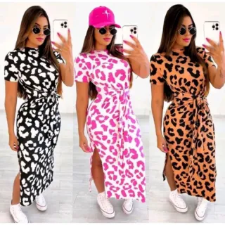 Tendência: Vestido MIDI Colorido - Várias formas de amarrar - Marrom com rosa