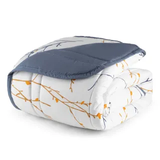 Edredom Dupla Face Queen Casal 01 Peça Toque Macio Micropercal 200 Fios - AZUL GRID