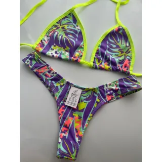 Moda Praia Biquíni Asa Delta Fio Dental - Neon texturizado