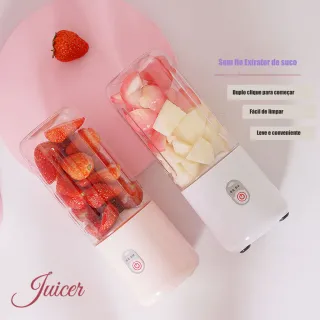 Copo Liquidificador Portátil Mini 500ml - Espremedor Elétrico 6 Facas - Branco
