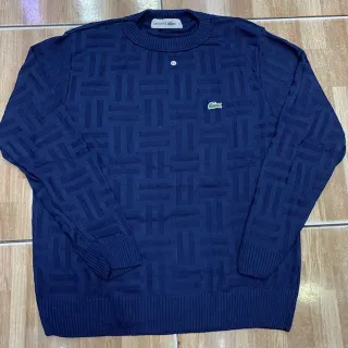 Suéter manga longa masculina com detalhes na gola e mangas - Azul marinho/c cinza