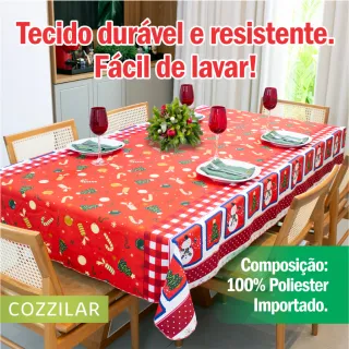 Toalha de Mesa Retangular Natal 6 Lugares - Direto da Fábrica - Modelo 16