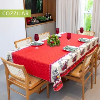 Toalha de Mesa Estampada Quadrada Natalina - 1,40m x 1,40m - Modelo 12