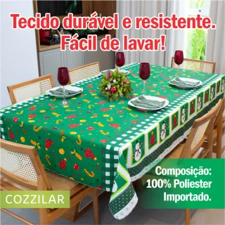 Toalha de Mesa Estampada Quadrada Natalina - 1,40m x 1,40m - Modelo 12