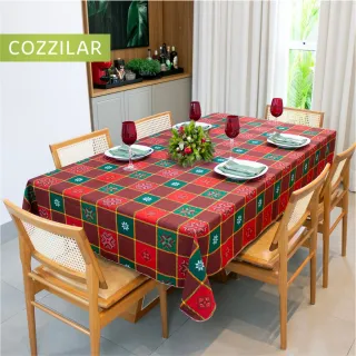 Toalha de Mesa Estampada Quadrada Natalina - 1,40m x 1,40m - Modelo 12