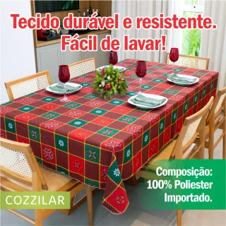 Toalha de Mesa Estampada Quadrada Natalina - 1,40m x 1,40m - Modelo 12