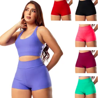 Cós Alto Short Feminino de Poliamida para Academia com Compressão - Vinho