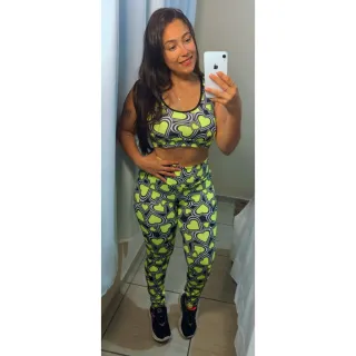 Calça Legging e Top Conjunto Fitness Feminino - Cor rosa